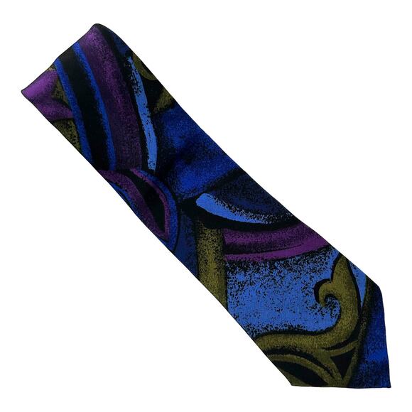 Blue, Green, and Purple Abstract Tie - Picture 2 of 5